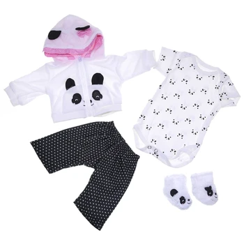 Детская игрушечная одежда Y1UB для девочек-кукол 17-18 дюймов, аксессуары для одежды с пандой, 4 шт. подходящей одежды  5
