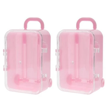 4X Розовый Мини-дорожный чемодан на роликах, Коробка конфет, Креативная Свадебная Коробка конфет  10
