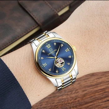 Relogio Masculino CARNIVAL Механические Деловые часы для мужчин, роскошные Полые автоматические наручные часы водонепроницаемого бренда Reloj Hombre  5