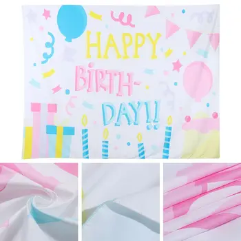 Красочные воздушные шары на день рождения, разноцветные ленты, Гобеленовый эстетический фон  5