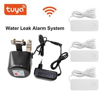 Сигнализация Утечки воды Tuya WIFI Smart Valve Manipulator Controller Включение Выключение с Датчиком воды для Водопровода или Газопровода  5