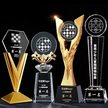 Индивидуальный Трофей Go Crystal Отличный Международный Турнир По Шахматам и Шашкам Gobang Homedecor Award Медаль С Почетной Надписью 1шт  5
