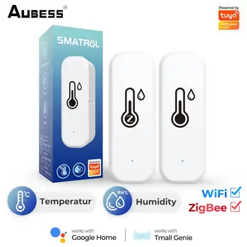Tuya Smart Zigbee/Wi-Fi Датчик температуры и влажности Умный дом с питанием от батареи Интеллектуальный контроль жизни Работа с Alexa Google Home  5