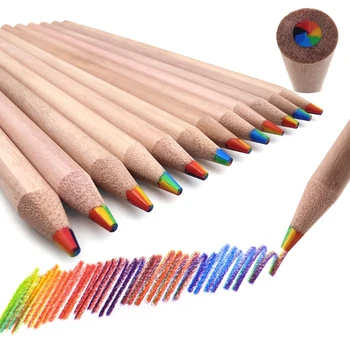 Разноцветные карандаши 7 в 1 Цветной карандаш Деревянные цветные карандаши радужные карандаши  10