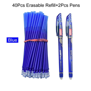 2 + 40 шт. / лот Стираемые гелевые ручки для заправки синих стержней с гелевыми чернилами 0,5 мм, Моющаяся ручка, письменные принадлежности, школьные принадлежности для гелевых ручек  10
