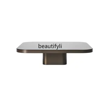 Креативное сочетание квадратного журнального столика в скандинавском стиле из нержавеющей стали, Современная Минималистичная гостиная, простой Дизайнерский Металлический приставной столик  1
