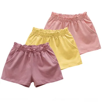 Шорты для девочек, хлопковые короткие брюки для малышей, Летние детские однотонные брюки 2022, Детские пляжные спортивные брюки в корейском стиле, одежда  5