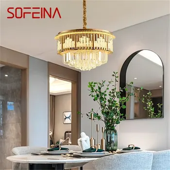 SOFEINA Золотая люстра, светильники, роскошный подвесной светильник, домашний светодиодный декор в постмодернистском стиле для гостиной, столовой  4