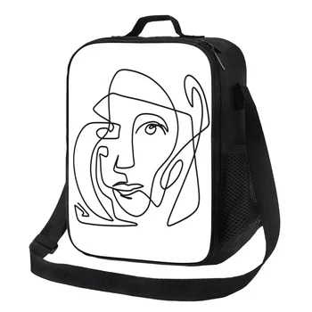Изготовленная на заказ сумка для ланча в стиле Пабло Пикассо в одну линию с абстрактным искусством, женская теплая сумка-холодильник, изолированный ланч-бокс для офиса для взрослых  0