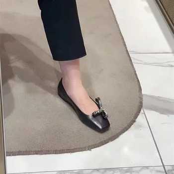 Женская обувь Новинка 2023 года, Популярный Модный Стиль, Универсальная Летняя Женская обувь на тонкой Плоской подошве с Земляными Лепестками  5