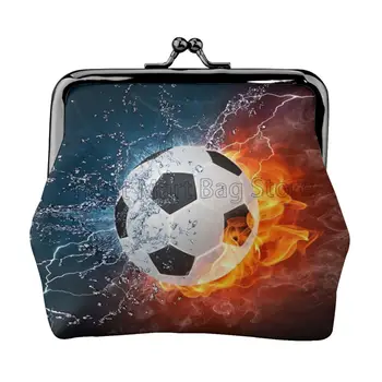 Кожаный кошелек для монет с футбольным мячом, классный футбольный принт, маленькая сумка для мелочи с застежкой Kiss-Lock, кошелек с пряжкой для женщин и мужчин  5