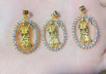 1шт CZ Каменная Монета Ожерелье Девы Марии Подвески для изготовления ювелирных изделий Золотой Кулон Иисуса Оптом ft4s  4