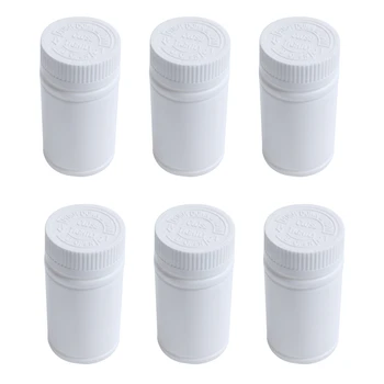 Пластиковые Пустые Бутылочки для лекарств, держатель для таблеток, контейнер для таблеток, 6шт Белый  5