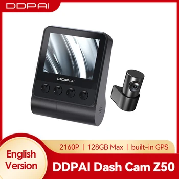 DDPAI Dash Cam Z50 Спереди и сзади 4K, Автомобильная камера Cam с разрешением 2160P спереди + 1080P сзади, встроенный WiFi GPS, Двойная приборная панель для автомобилей  5