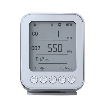 5-В-1 Tuya Bluetooth CO2 Детектор Монитор Умный дом CO2 CO Влажность Температура Датчик давления Обнаружение в режиме реального времени Прочный  5