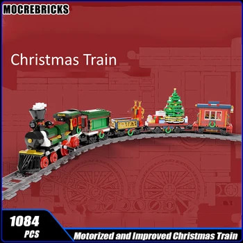 MOC-49581 Зимний Рождественский моторизованный и улучшенный Рождественский поезд, строительные блоки, модель сборки, Кирпичная игрушка, Детский фестиваль Gif  3