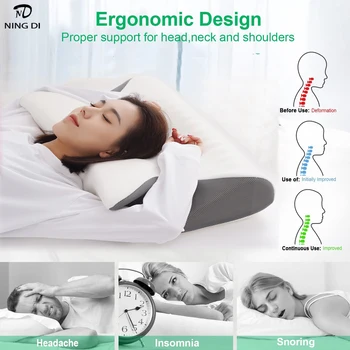 Подушка с эффектом памяти для шейки матки, контурные подушки от боли в шее и плечах, эргономичная ортопедическая подушка для поддержки шеи во время сна  4