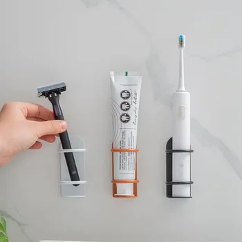 Настенное бесследное хранение в ванной Комнате Новые Аксессуары Органайзер Держатель Полка для зубных щеток Электрический  5
