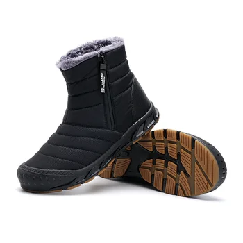Мужские зимние ботинки, плюшевые теплые и удобные мужские повседневные хлопчатобумажные ботинки, зимние водонепроницаемые мужские зимние нескользящие ботинки  5