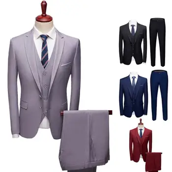 Потрясающий деловой костюм, комплект из 3 предметов, мужской костюм большого размера, приталенный строгий костюм, отделяет  5