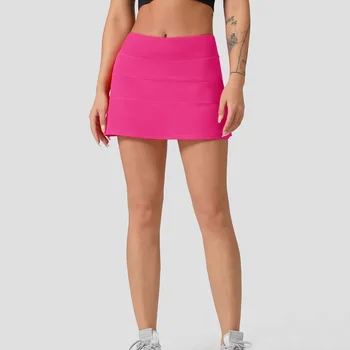 С логотипом lul Женские шорты для йоги с высокой талией, платье, тренировочная толстовка для гольфа  5