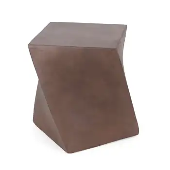 Скрученный Кубический дизайн С высокой несущей способностью, Прочный, стабильный и долговечный Легкий Бетонный Наружный Приставной столик Коричневого цвета  5