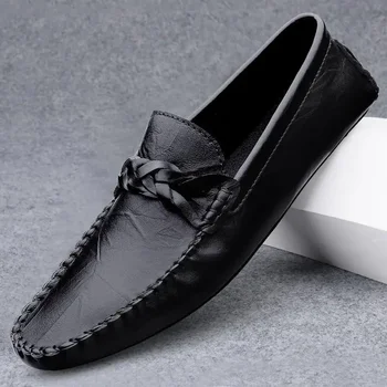Мужская кожаная обувь Tods Весна 2023, Новая высококачественная деловая мужская обувь без застежки, дышащая мужская повседневная кожаная обувь  5