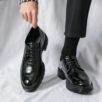 Роскошная мужская кожаная обувь на шнуровке, свадебное офисное деловое официальное мужское платье, туфли-оксфорды, мужские большие размеры 38-46  5