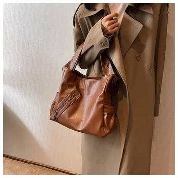 Женская сумка-тоут большой емкости Женская широкополосная сумка для пригородных поездок на одно плечо с косым перекладыванием через плечо  4