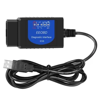 E08 Новейший сканер диагностического интерфейса автомобиля EEOBD USB ELM327 OBD2 OBDII автомобильный детектор неисправностей USB Диагностический интерфейс EEOBD  2