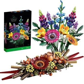 Креативный Романтический букет полевых цветов, Строительные блоки, украшение для домашнего стола, Сборка кирпичей, Игрушка в подарок для детей и девочек  0