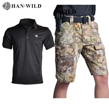 Боевой костюм HAN WILD, военные шорты-карго, армейская футболка Safari Multicam Uniform, мужская страйкбольная тактическая одежда для пеших прогулок с коротким рукавом  4