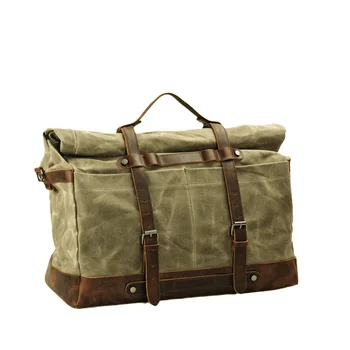 Мужская портативная дорожная сумка, уличный водонепроницаемый чемодан, холст из масляного воска в стиле ретро с сумкой через плечо из воловьей кожи crazy horse  10