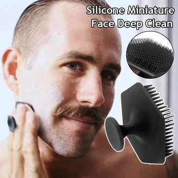 Силиконовые щетки для чистки лица для мужчин, Отшелушивающая пена для бритья бороды, Массажный скруббер глубокой очистки, Мужские инструменты для ухода за кожей  0