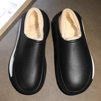 Повседневная Обувь Slide для Мужчин, Зимняя Обувь для Дома В помещении, Легкий Круглый Носок, Рекомендуемая Модель Wild Wear-Resistant Plus Velvet  5
