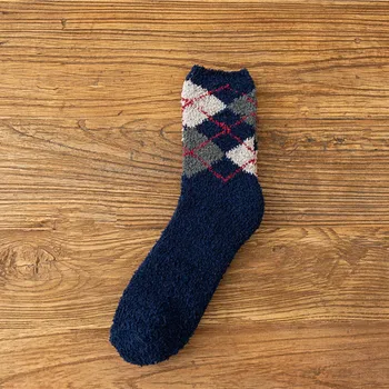 Зимние коралловые бархатные термоноски, мужские Мягкие теплые носки в стиле пэчворк, эластичные ботинки в Японском Корейском стиле, носки для сна на полу  5