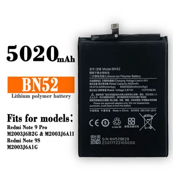   Высококачественный сменный аккумулятор для xiaomi Note 9 Pro 9S Note 8 Pro Max аккумулятор BN52, встроенный новый аккумулятор  10