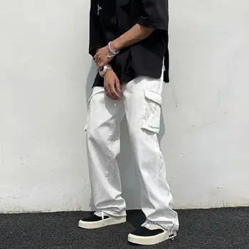 Мужские брюки-карго Уличная одежда Мужские брюки-карго в стиле хип-хоп С множеством карманов Широкие однотонные дышащие Мягкие брюки для модного  5