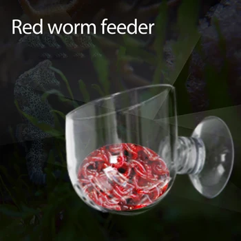 SWEETHOME ABS Прозрачная Стеклянная Чаша для корма для рыб Красная Чашка для червей с прочной присоской Принадлежности для аквариума  5