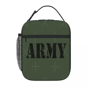 Винтажная Классическая сумка-холодильник с военным логотипом армии США для ланча, ланч-бокс, детская маленькая термосумка  4
