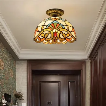 Турецкий потолочный светильник Creative Glass Led lustre couleur с лампочкой E27 мощностью 7 Вт, освещение спальни, ванной комнаты, коридора, чердака.  10