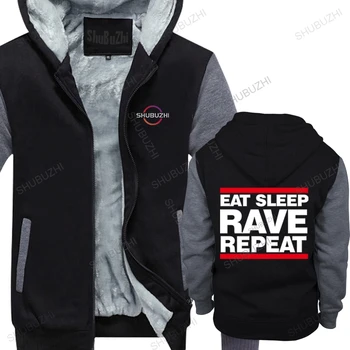 Новое модное хлопковое пальто с капюшоном Eat Sleep Rave Repeat, верхняя одежда унисекс, мужские толстые толстовки, теплая куртка, прямая поставка  2