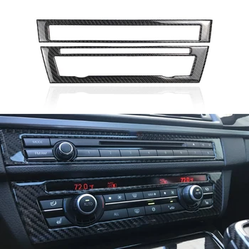 Наклейка для отделки крышки CD-диска автомобильного кондиционера из настоящего углеродного волокна для BMW 5 серии F10 2011-2017 Автоаксессуары  5