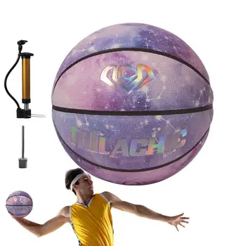 Голографический баскетбольный светящийся отражающий мяч Уличные баскетбольные мячи из композитной искусственной кожи Размер 7 Для баскетбола в помещении и на открытом воздухе  10