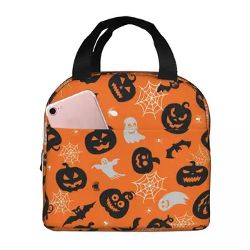 Призраки Хэллоуина, Портативная сумка для ланча с утолщенной изоляцией из алюминиевой фольги 8,5x5x8 дюймов  5