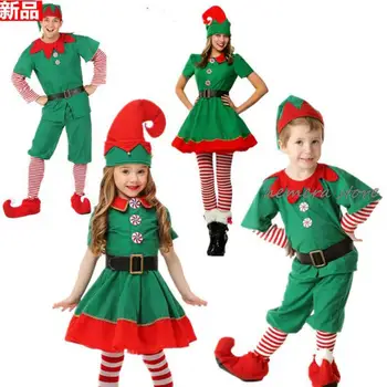Рождественский костюм Санта-Клауса, Зеленый Эльф 2023, Семейный Карнавал, Новогодняя Маскарадная вечеринка, Комплект одежды 2024, Мужчины, Женщины, Девочки, Мальчики  10