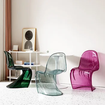 Прозрачный стул, пластиковый хрустальный стул, утолщенный стул для домашнего обеденного стола  5