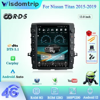 13,0 дюймов Для Nissan Titan 2015-2019 Автомобильный Мультимедийный Плеер GPS Навигация Радио Стерео 4G WIFI Carplay + АВТО Android 12 8 + 128 ГБ  5
