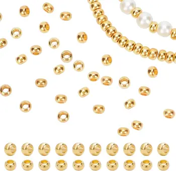 100шт 6 мм Золотые Латунные Плоские Круглые Распорные Бусины для Браслета Ожерелья DIY Craft Изготовление Ювелирных Изделий Золотой  5