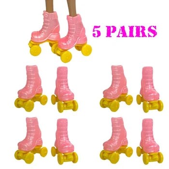 Официальная мода NK, 5 пар/лот, Новое поступление, розовые роликовые коньки, обувь для куклы Барби, модные короткие сапоги, Бесплатная доставка  1
